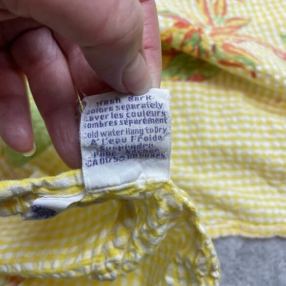 April Cornell Cotton Breakfast Tablecloth Square Yellow Seersucker 52" x 52" - Picture 4 of 5